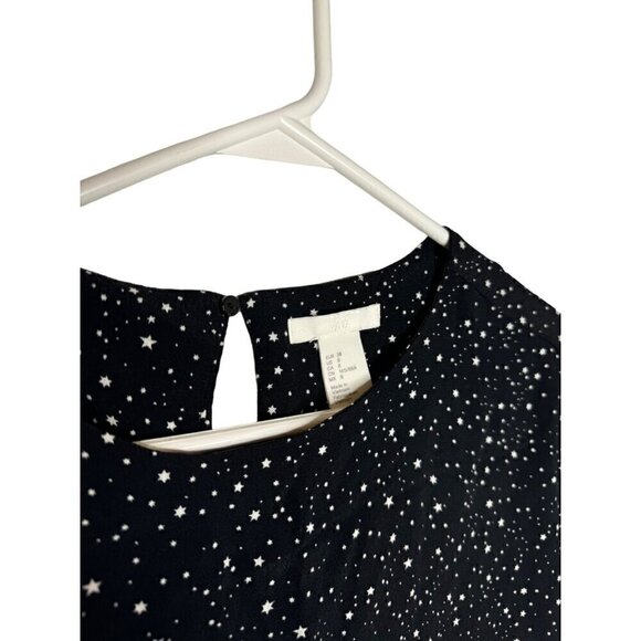 H&M Brand Stars Print Blouse Black Size 8 - Picture 2 of 5
